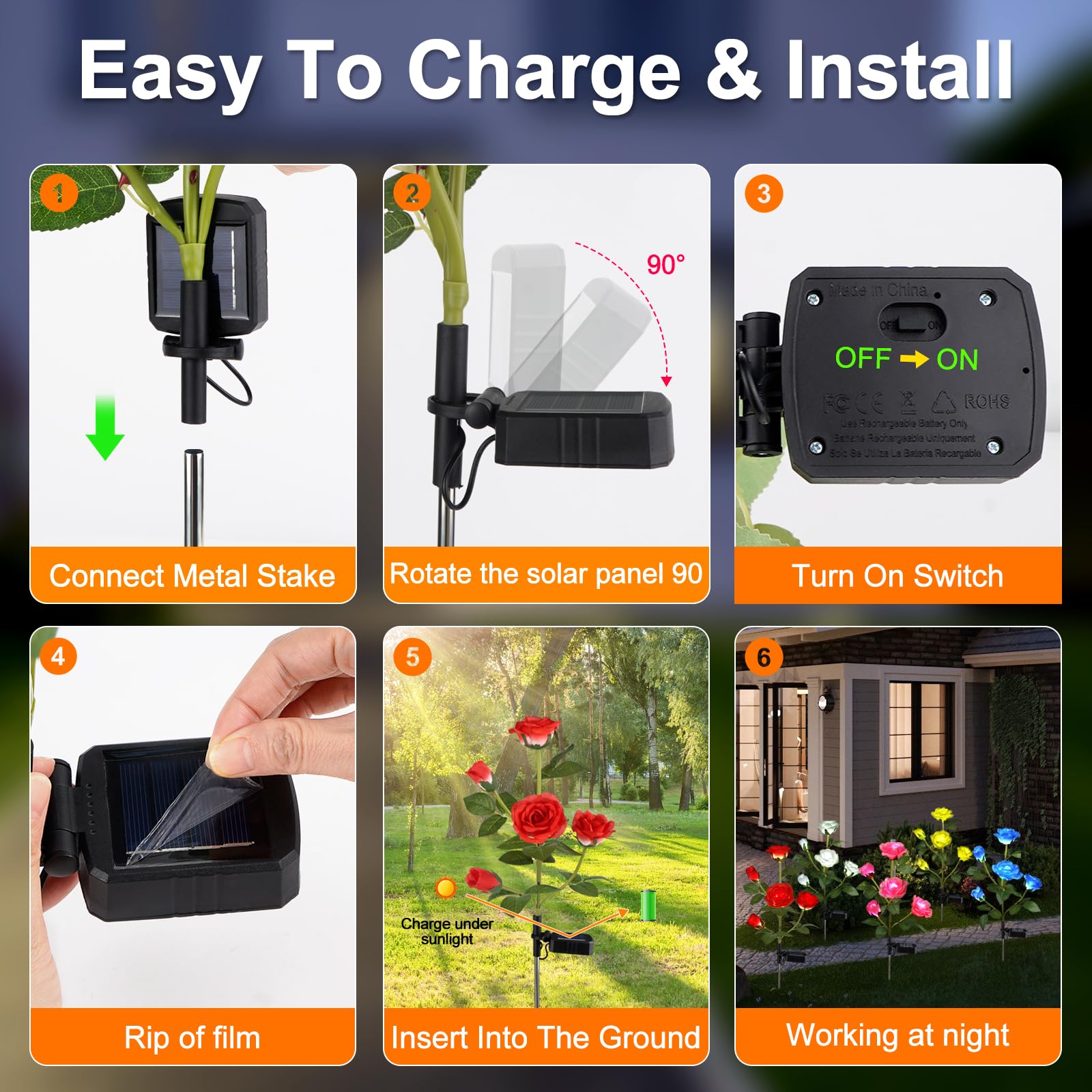 Aolyty 2 Luci Solari Da Giardino RGB – Decorazione Esterna Impermeabile Con Palo - 4