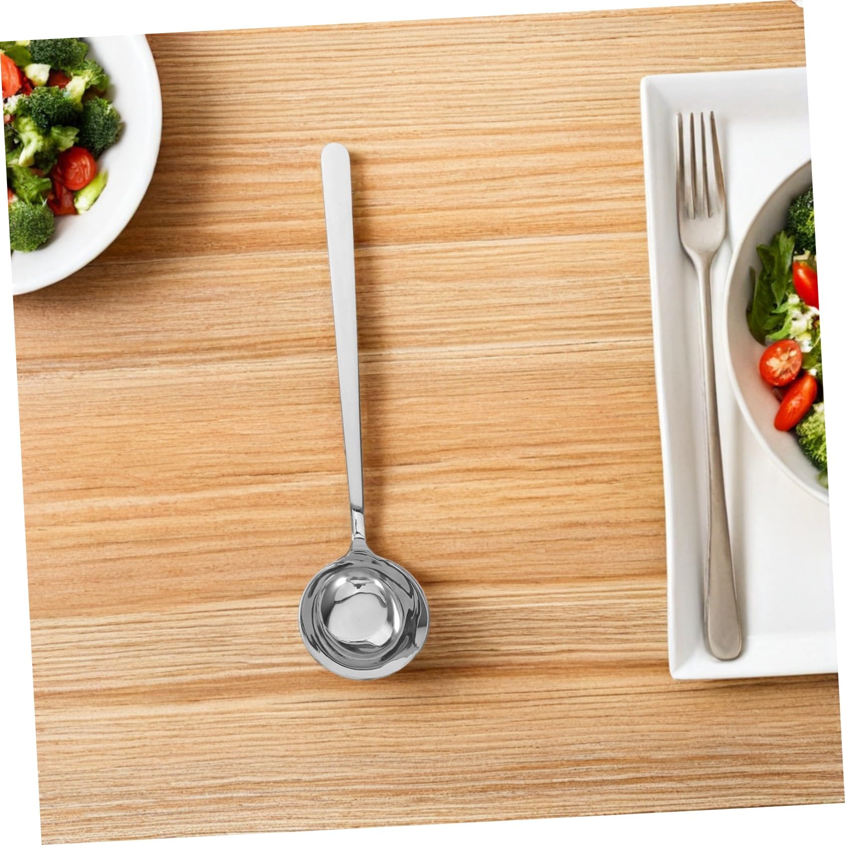 ABOOFAN 10 Piezas Mango Largo Con Cuchara Redonda De Oblicuo Cucharón Para Salsa De Acero Inoxidable Cuchara De Agitación Cucharón De Metal Acero Inoxidable 316 Plata