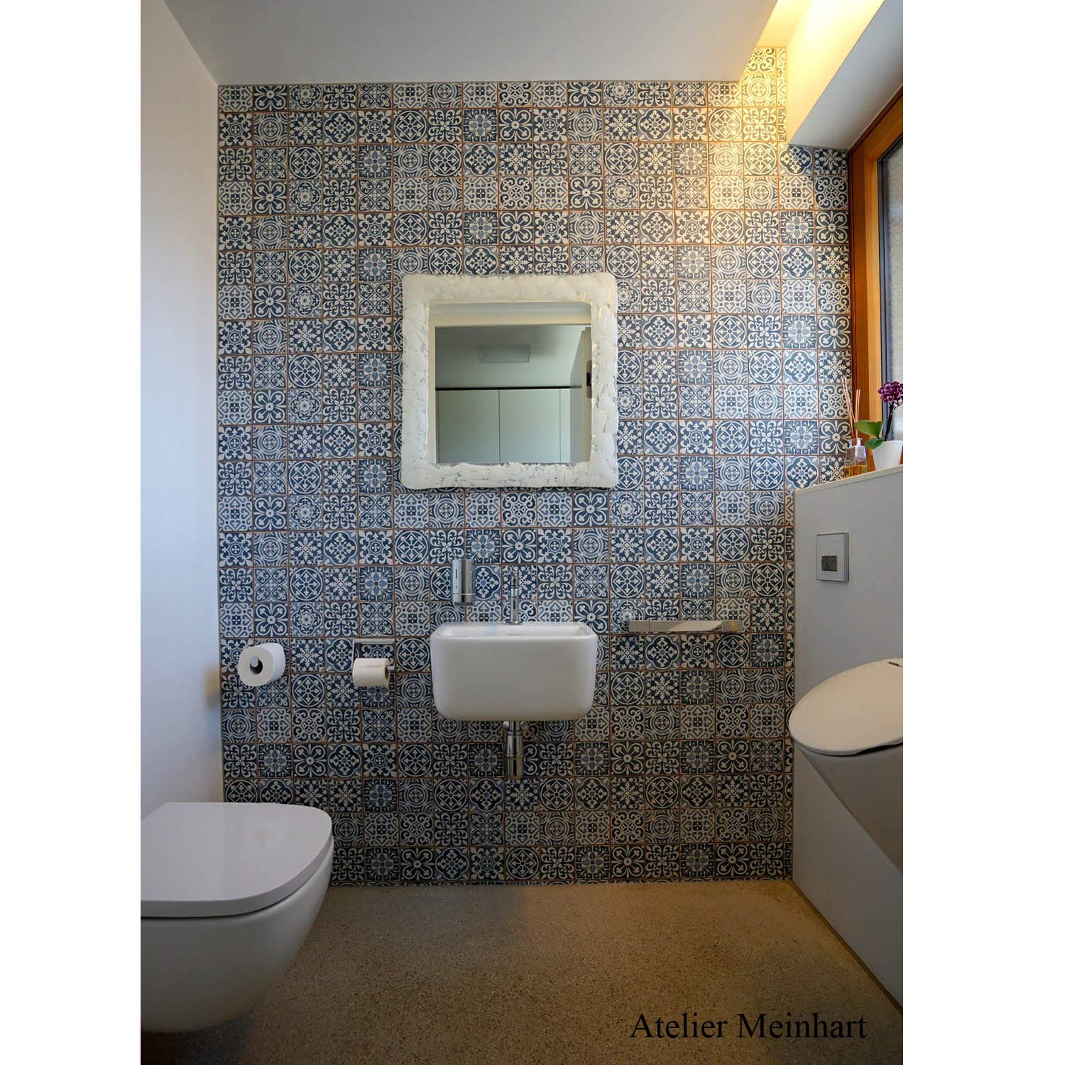 Piastrelle da parete in stile mediterraneo, effetto patchwork, 33 x 33 cm, colore: blu
