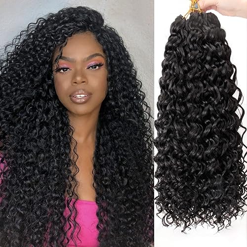 GoGo Curl Crochet Hair 24 pulgadas onda de agua pelo de ganchillo negro natural sintético bohemio trenzado ondulado profundo extensiones de cabello