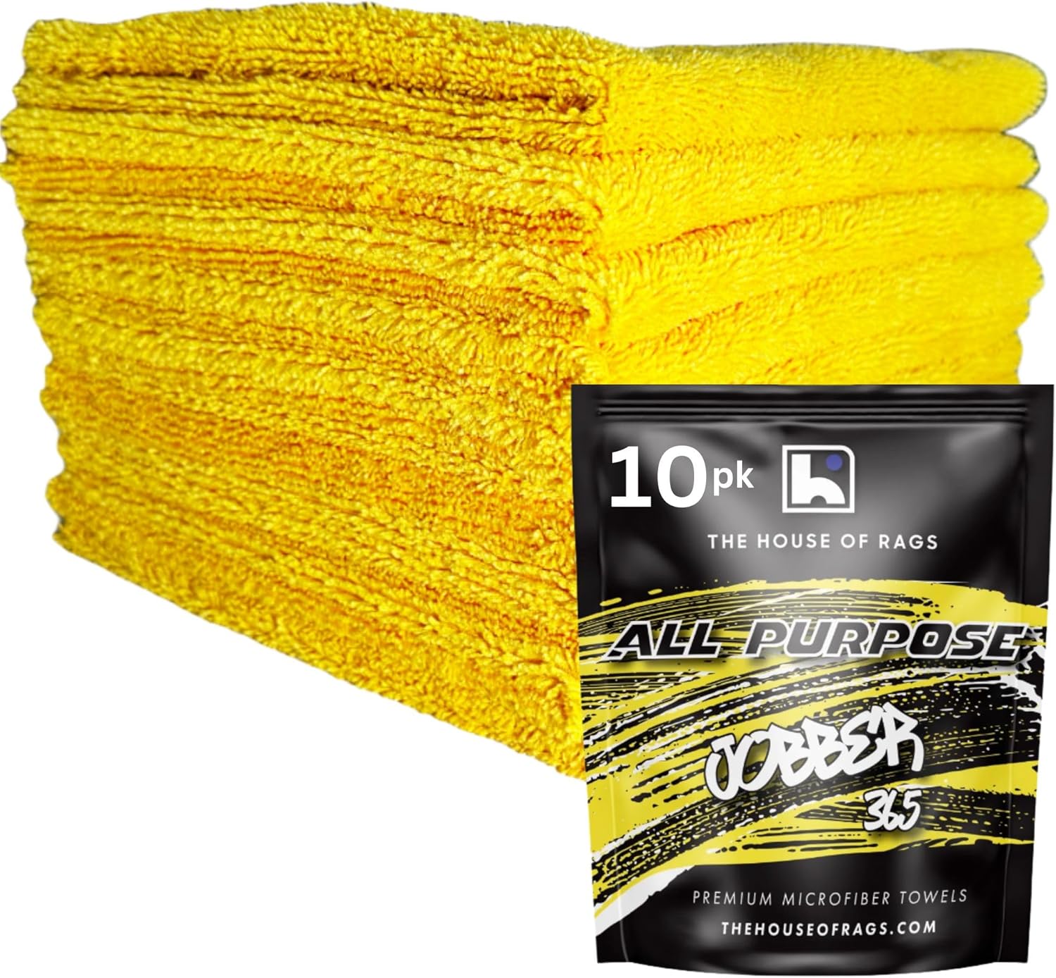 The Jobber 365 Microfiber Detailing Towels, Exterior and Interior Use, Premium Korean Quality, 16x16 inches, 365 GSM, Yellow, 10 Pack