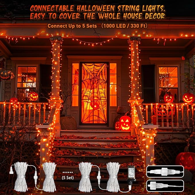 JMEXSUSS 66ft 200 LED Halloween Lights Outdoor Indoor