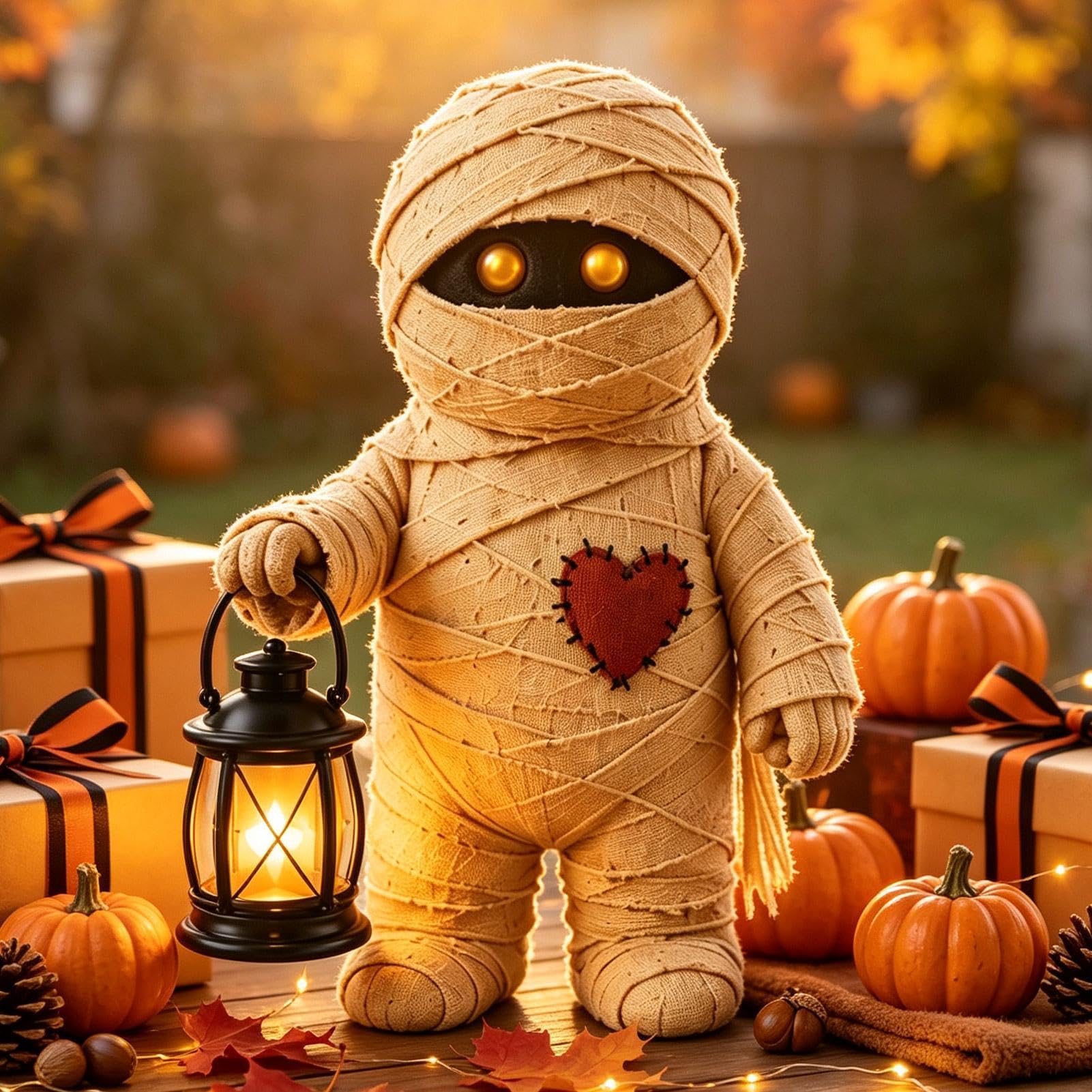 Halloweenowa statuetka upiorna rustykalna poziomowa taca statuetka ze