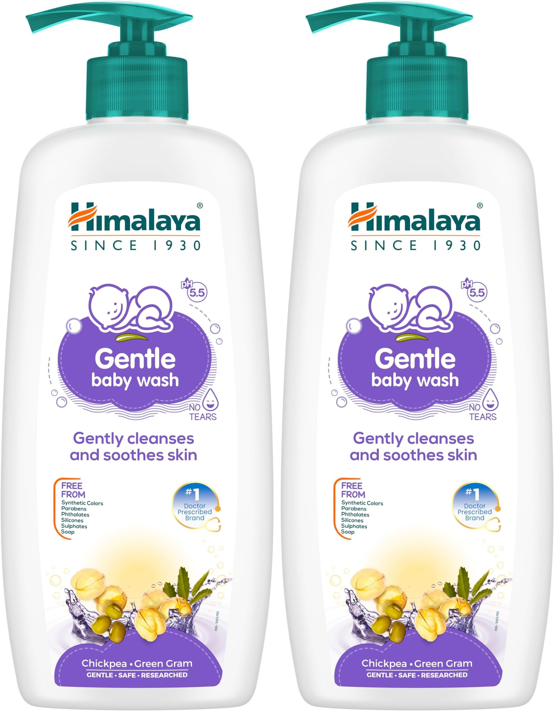 Himalaya Gentle Baby Wash 600ml | No tears formula |with chickpea and Green gram| Cleansing baby's gentle skin (Pack of 2)-image-16