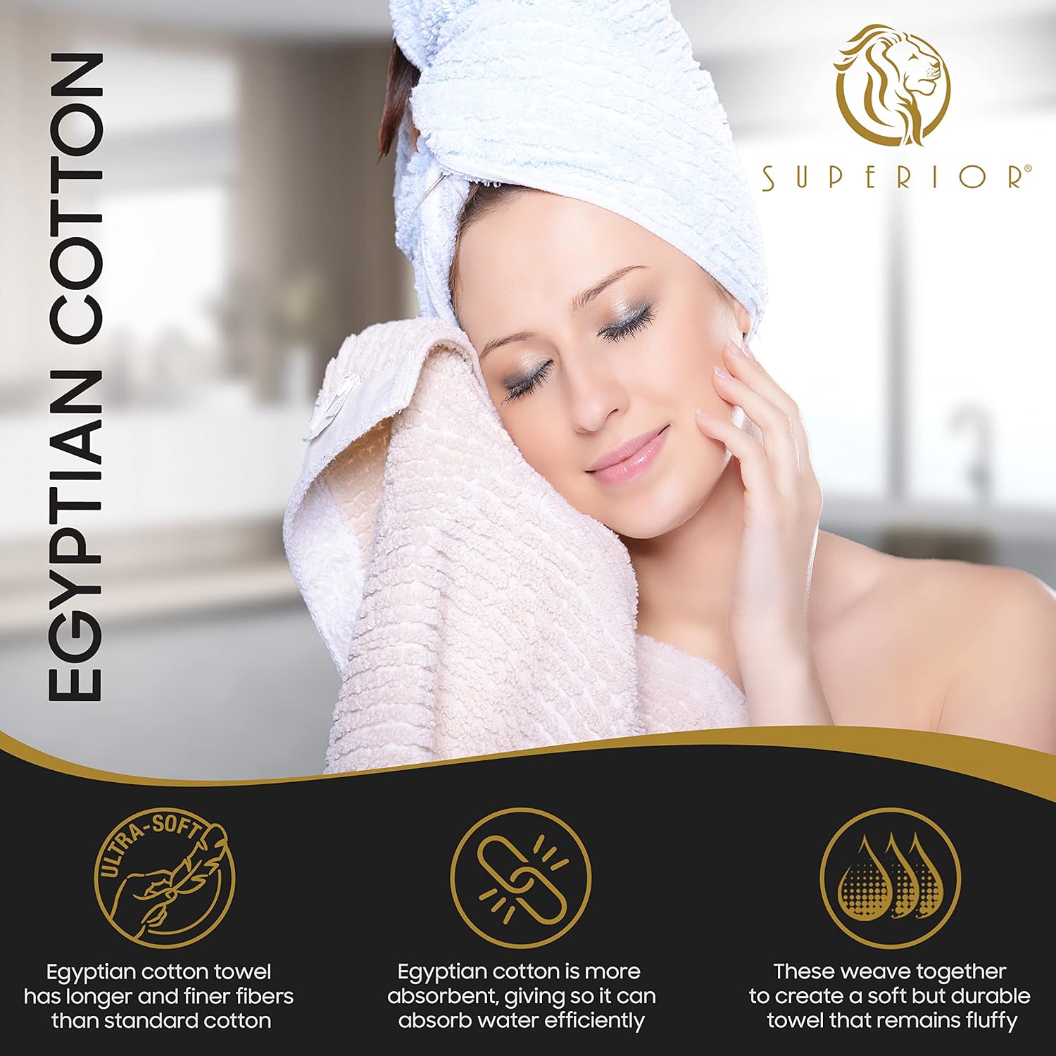 Superior Basketweave Egyptian Cotton Bath Towels, Highly Absorbent, Includes; 4 Medium Weight Bath Towels, Spa Basics, Home Essentials, Jacquard Towels and Solid Towels, Set of 4, Pecan