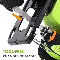 Vista 4 de FASTPRO Kit de sierra caladora inalámbrica de 12 V, sierra caladora eléctrica con 10 cuchillas y guía de bordes, incluye batería de 1.5 Ah, cargador