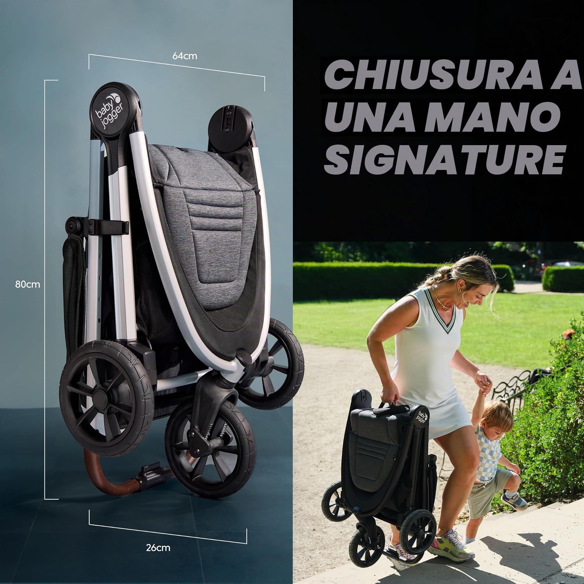 Baby Jogger City Mini GT3 - Passeggino da viaggio leggero e pieghevole, colore: nero intenso