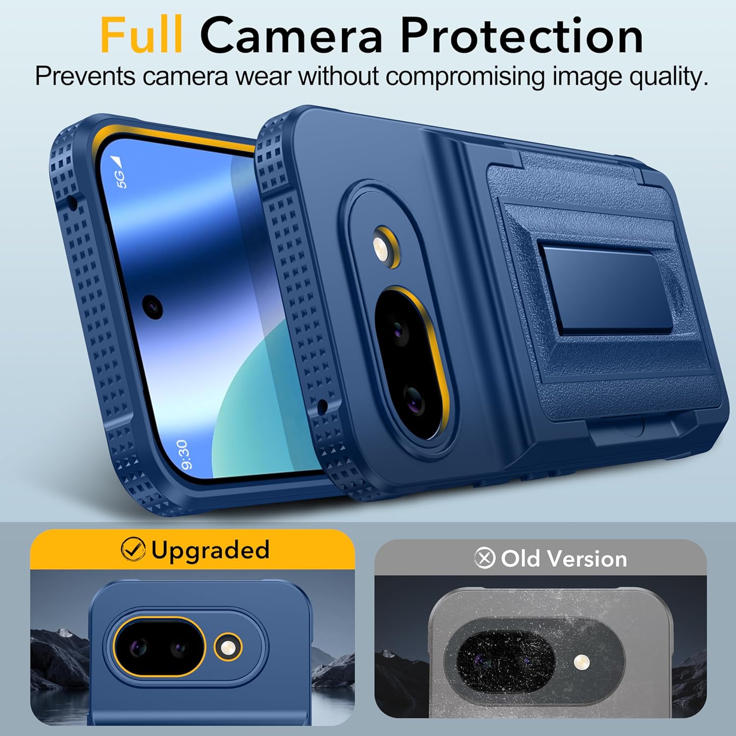 Oterkin for Google Pixel 10a Wallet Case [4-5 Card Holder] [Metal Kickstand] [RFID Blocking] [Full Camera Protection] [Military Grade Protection] Shockproof Rugged Phone Case for Google 10a, Blue