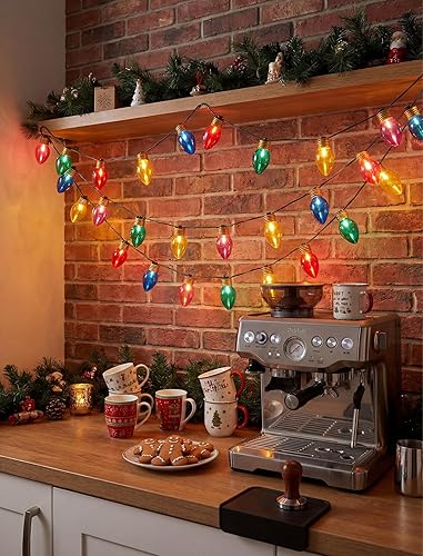 Miniatura 7 de Tira de luces LED multicolor de Navidad de 16 pies para exteriores con 10 bombillas C7 transparentes jumbo multicolor, luces de Navidad colgantes