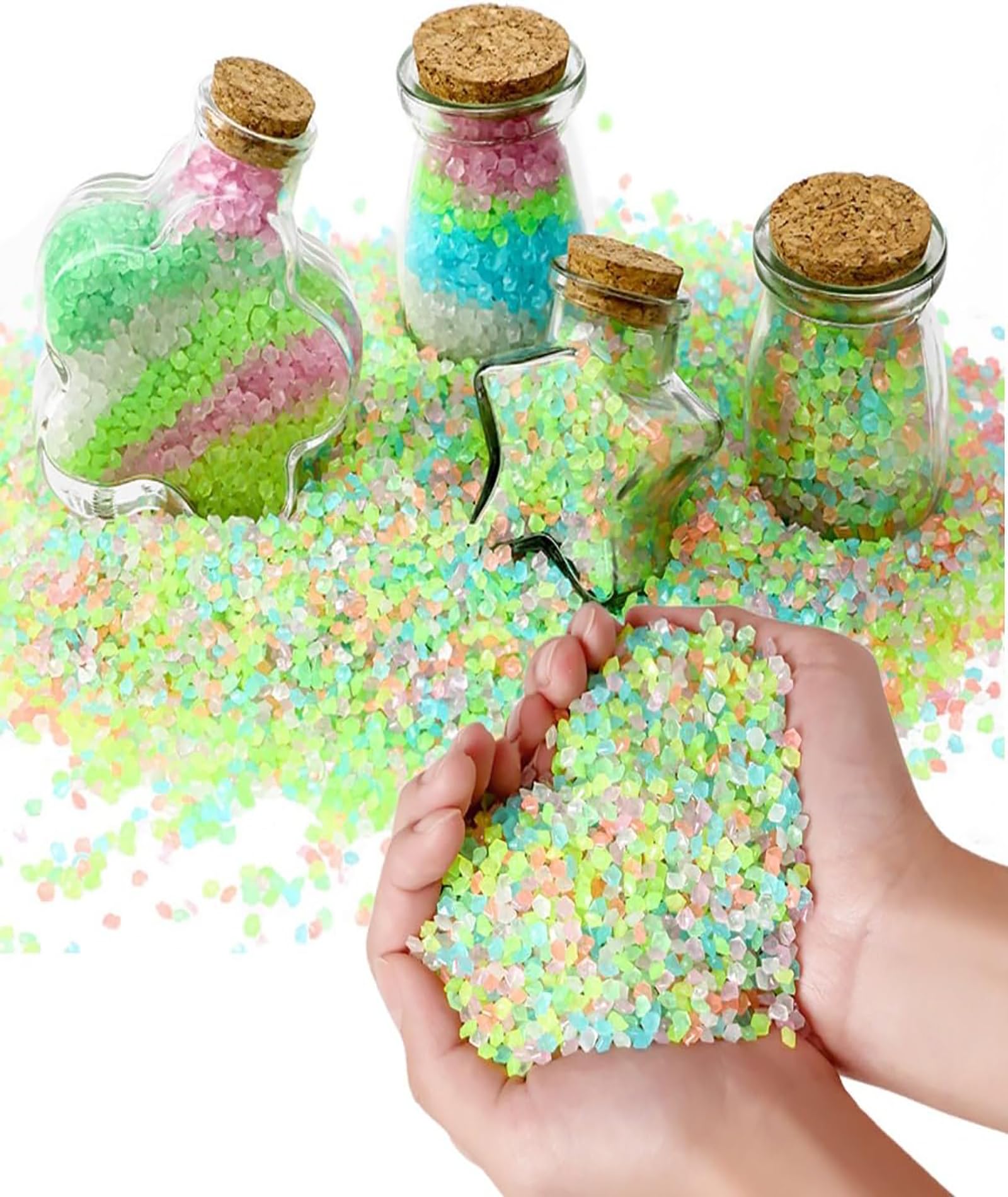 6000 Pcs 3-5mm Mixed Color Luminous Glow in The Dark Sand Stones, Decorative Glowing Sand Gravels for Garden Walkway Fish Tank Aquarium Home DIY Landscape Decor-image-14