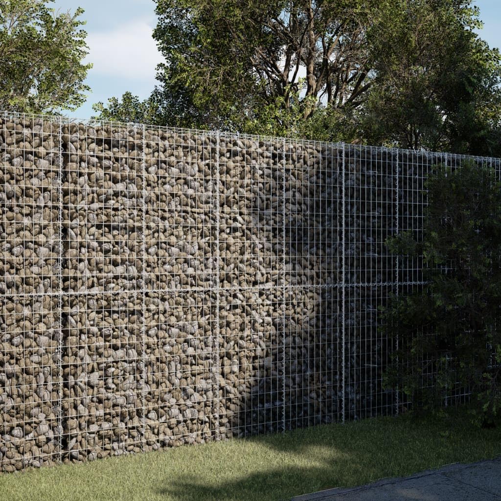 Gavión con tapa, 250 x 100 x 200 cm, metal galvanizado | Cesta de malla de alambre de hierro galvanizado resistente para jardinería y privacidad en exteriores.