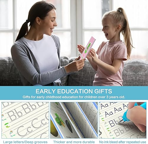 Miniatura 7 de WANFRES Libros de práctica de escritura ranurados mágicos ideales para principiantes, 5 libros, 2 bolígrafos, 2 empuñaduras para lápices, 20