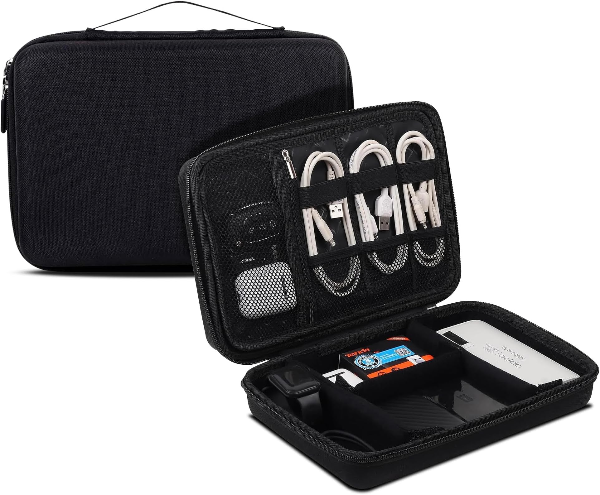 Gadgetbite Hard Travel Electronic Organizer Case for MacBook Power Adapter Chargers Cables Power Bank Magic Mouse Hard Drive USB Flash Disk Sd Card Small Portable Accessories Bag -Black