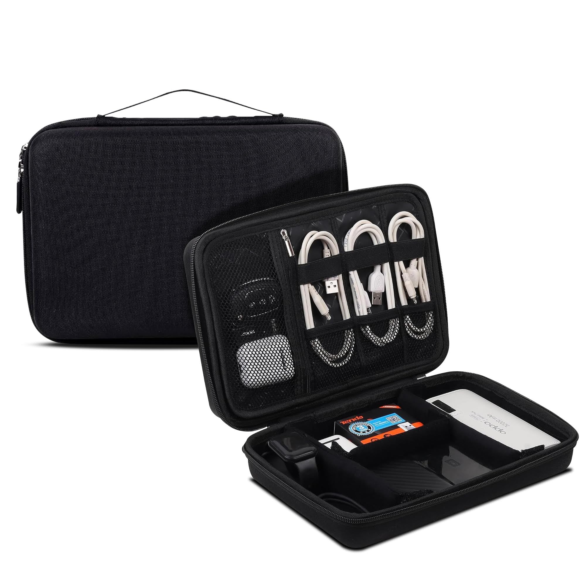 Gadgetbite Hard Travel Electronic Organizer Case for MacBook Power Adapter Chargers Cables Power Bank Magic Mouse Hard Drive USB Flash Disk Sd Card Small Portable Accessories Bag -Black