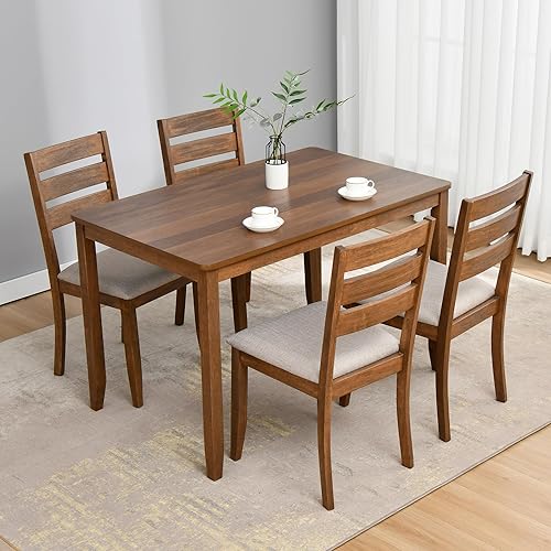 Miniatura 1 de Duhome - Mesa de comedor de madera negra de 47.2 pulgadas, mesa rectangular de madera maciza, mesa de comedor de cocina que ahorra espacio para