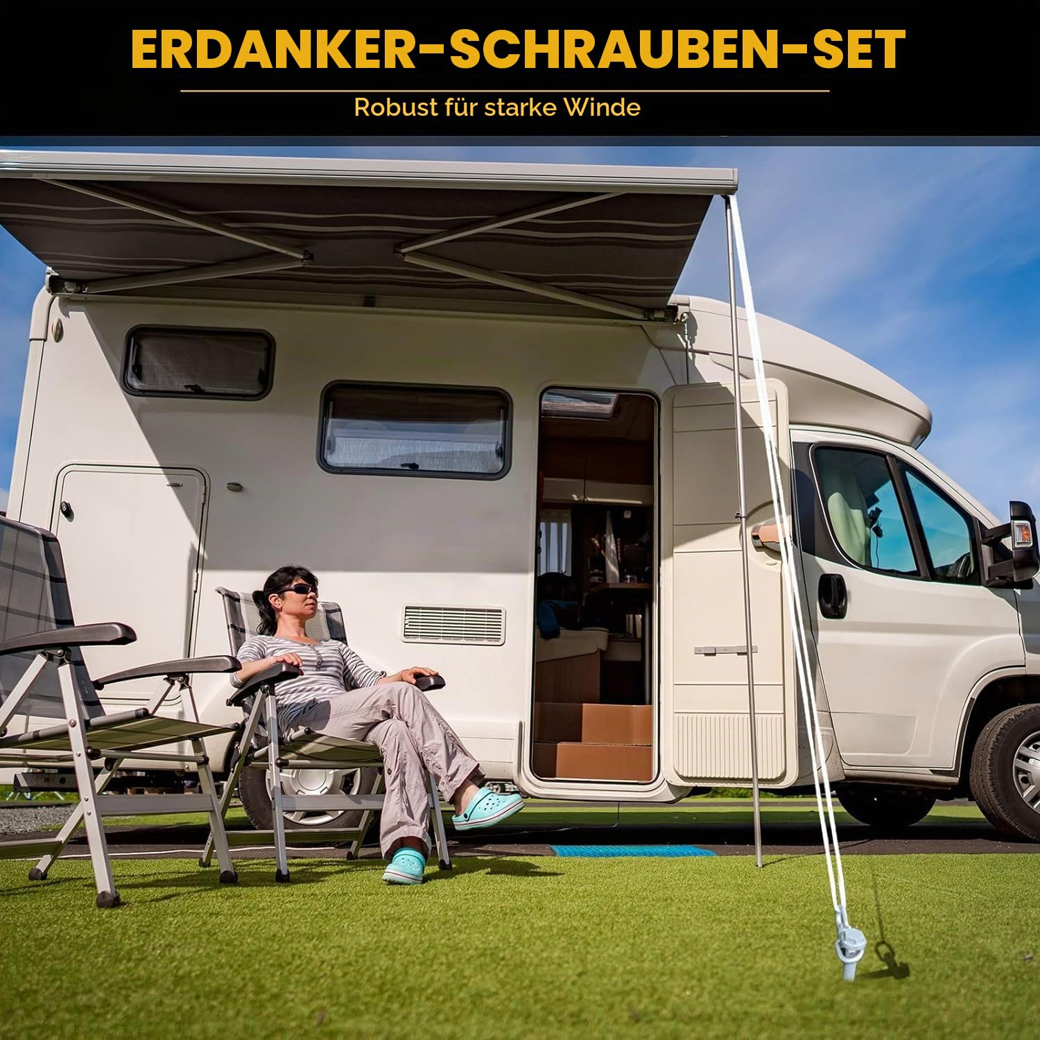 Zeltheringe zum Einschrauben, 30 cm, 16-teiliges Set mit T-Griff, Sechskantschlüssel und Bohrer, robuste Erdspieße für Wohnmobil, Schuppen, Trampolin