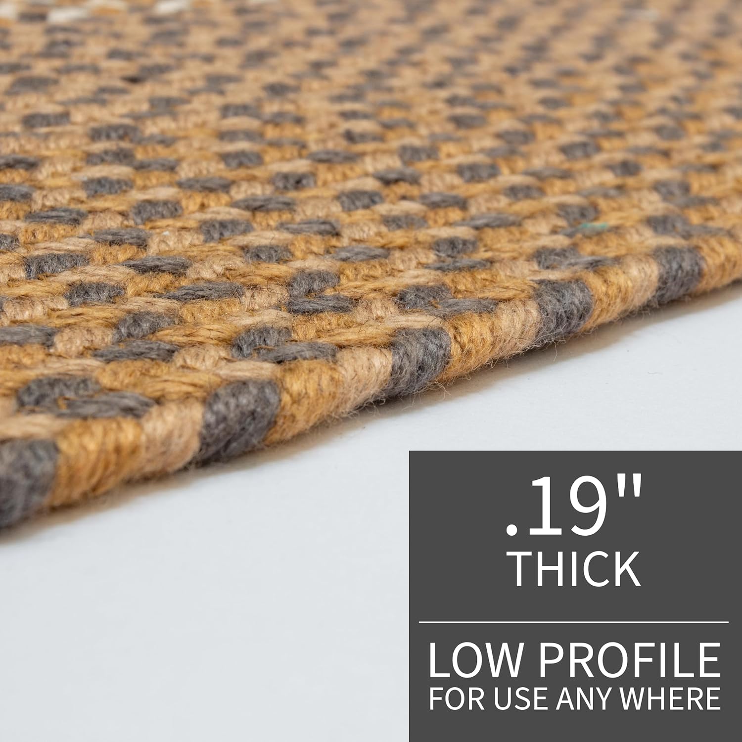 Handmade Brown and Charcoal Oval Braided Synthetic Rug 6' x 9'