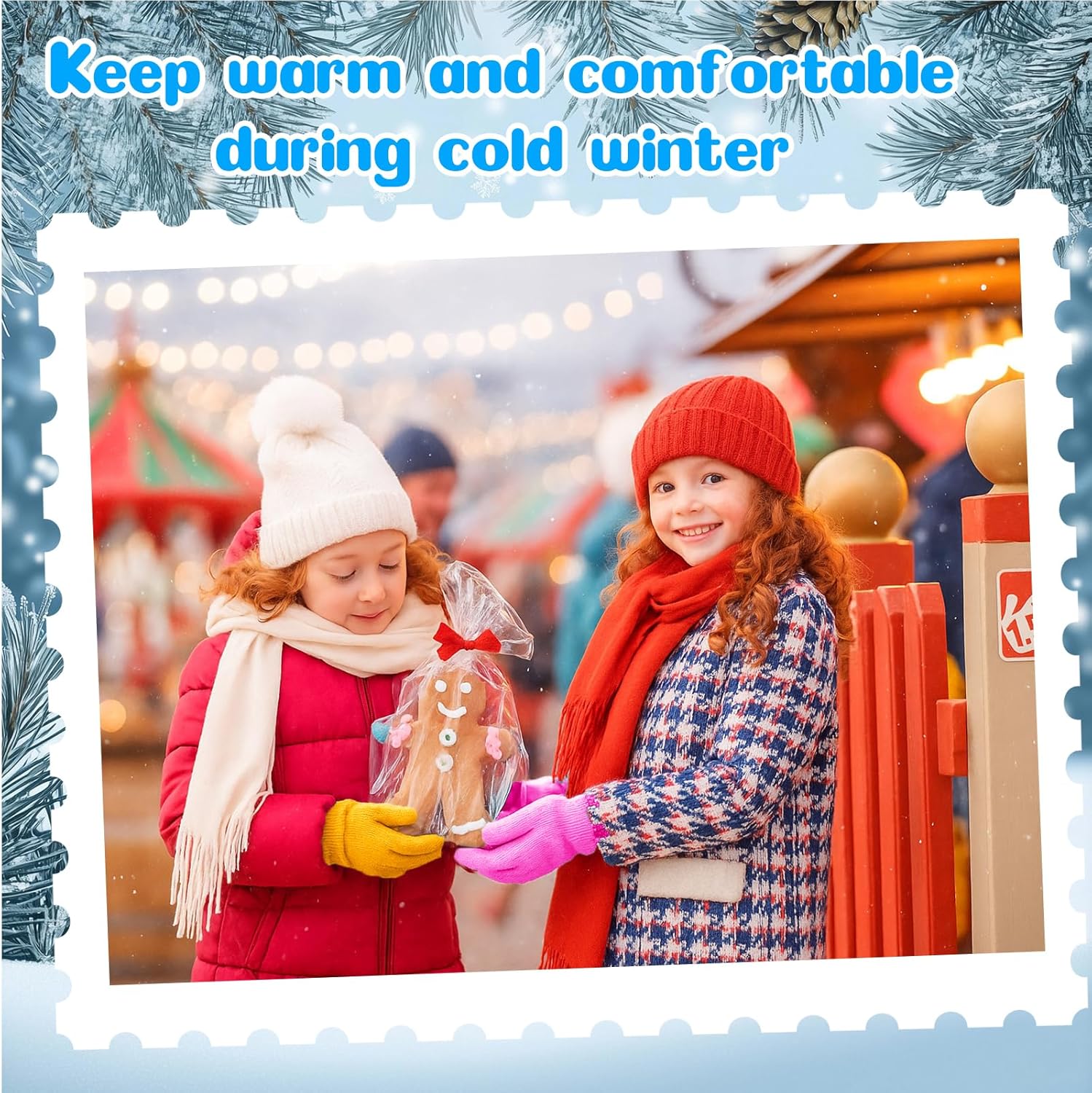 Toulite 50 Pairs Kids Knit Gloves Winter Bulk with Gift Tag Non Slip Warm Ski Mitten for 5-10 Boy Girl Cold Weather - Image 4