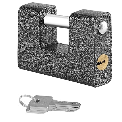 ABOUT SPACE Heavy Duty Padlock with 4 Keys - 814g Hardened Steel Security Padlock with Anti Drill & Pick Cylinder Security Shackle Chain Lock for Garage,Door,Containers,Shutter,Locker,Warehouse,Gates