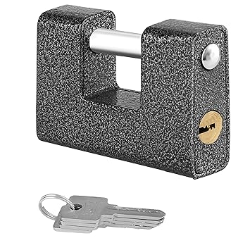 ABOUT SPACE Heavy Duty Padlock with 4 Keys - 814g Hardened Steel Security Padlock with Anti Drill & Pick Cylinder Security Shackle Chain Lock for Garage,Door,Containers,Shutter,Locker,Warehouse,Gates
