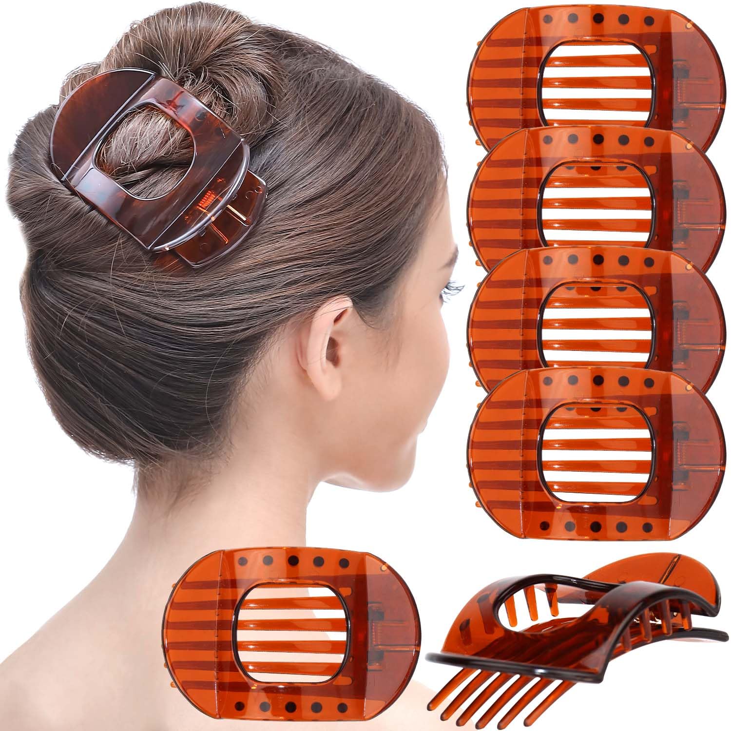 Meriviva 6 PCS Flat Hair Clips For Women, Curved Design Flat Claw Clip Strong Hold Hair Clips For Thin And Thick Hair, Hair Accessories For Women (C - View #2