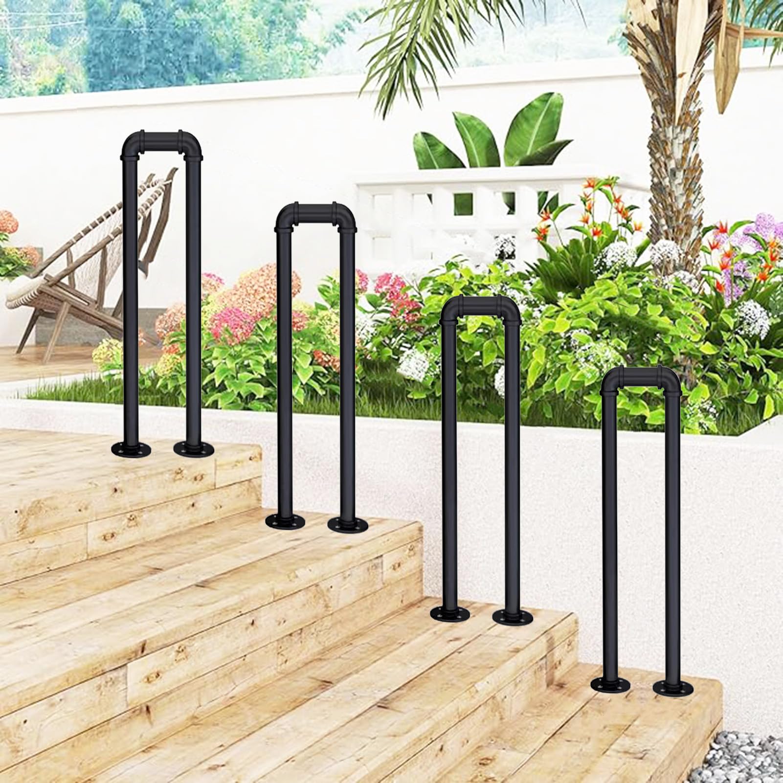 Amazon.co.jp: 屋内屋外階段手すり、U字型階段手すり、錬鉄製の階段の