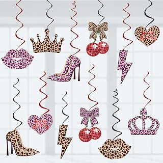 Cheetah Print Birthday Party Decorations Leopard Print Party Decor, Assembled and Ready to Use, Bachelorette Party Hanging Swrils 24pcs Party Streamers Women Girls Bachelor Party Decor Supplies