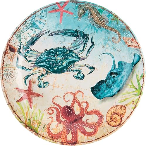 Miniatura 4 de UP ware - Juego de vajilla de melamina de cangrejo de 12 piezas, juego de platos para exteriores, juegos de platos y cuencos, servicio para 4