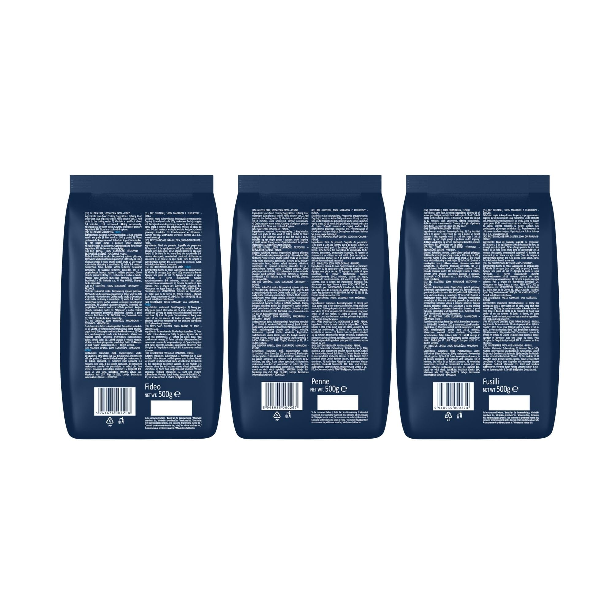 Sam Mills Pack 6 Unidades Pasta Sin Gluten 500 g Harina de Maíz Vegana