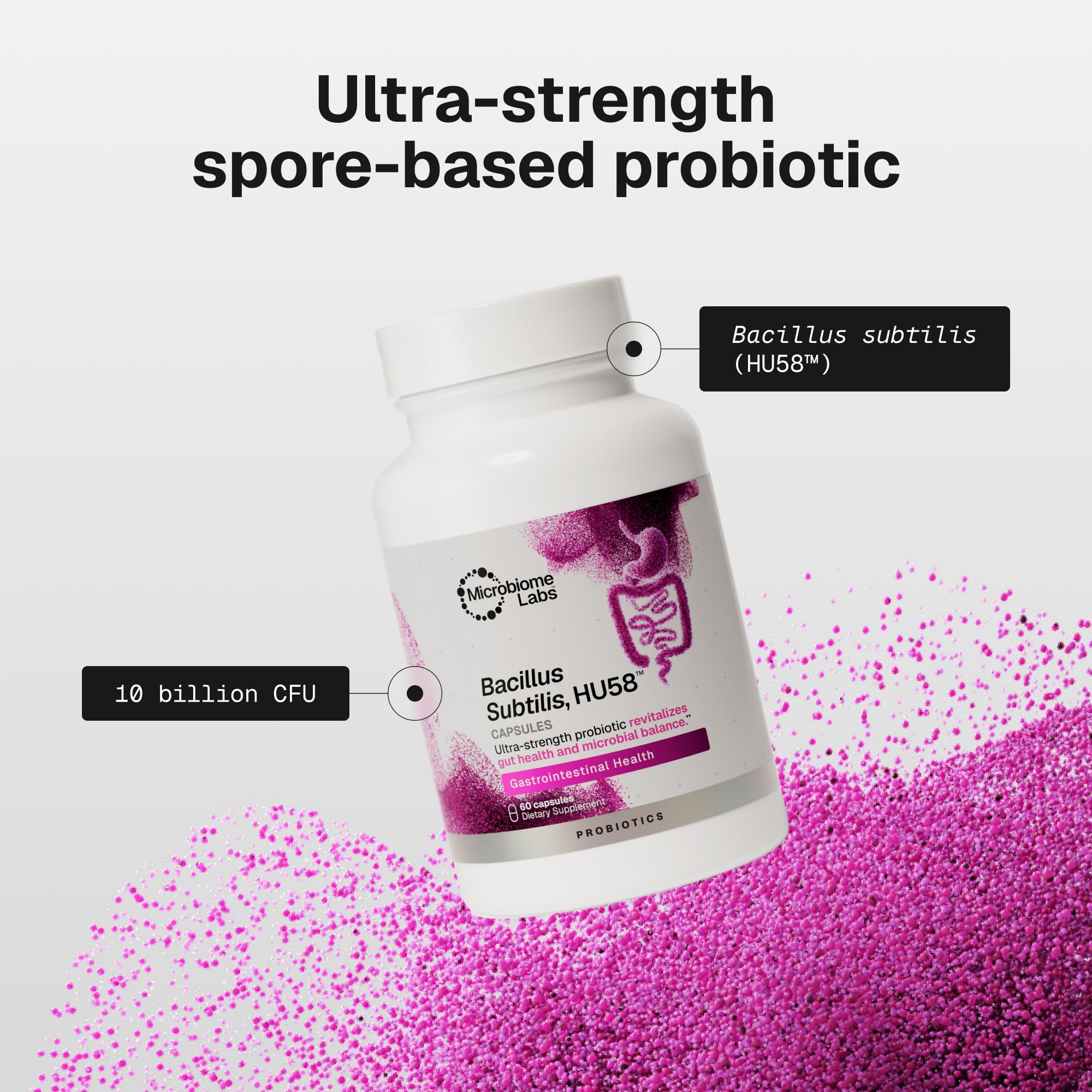 Microbiome Labs HU58, Bacillus Subtilis, Probiotic for Women & Men, 60 Ct — Amazon image 3