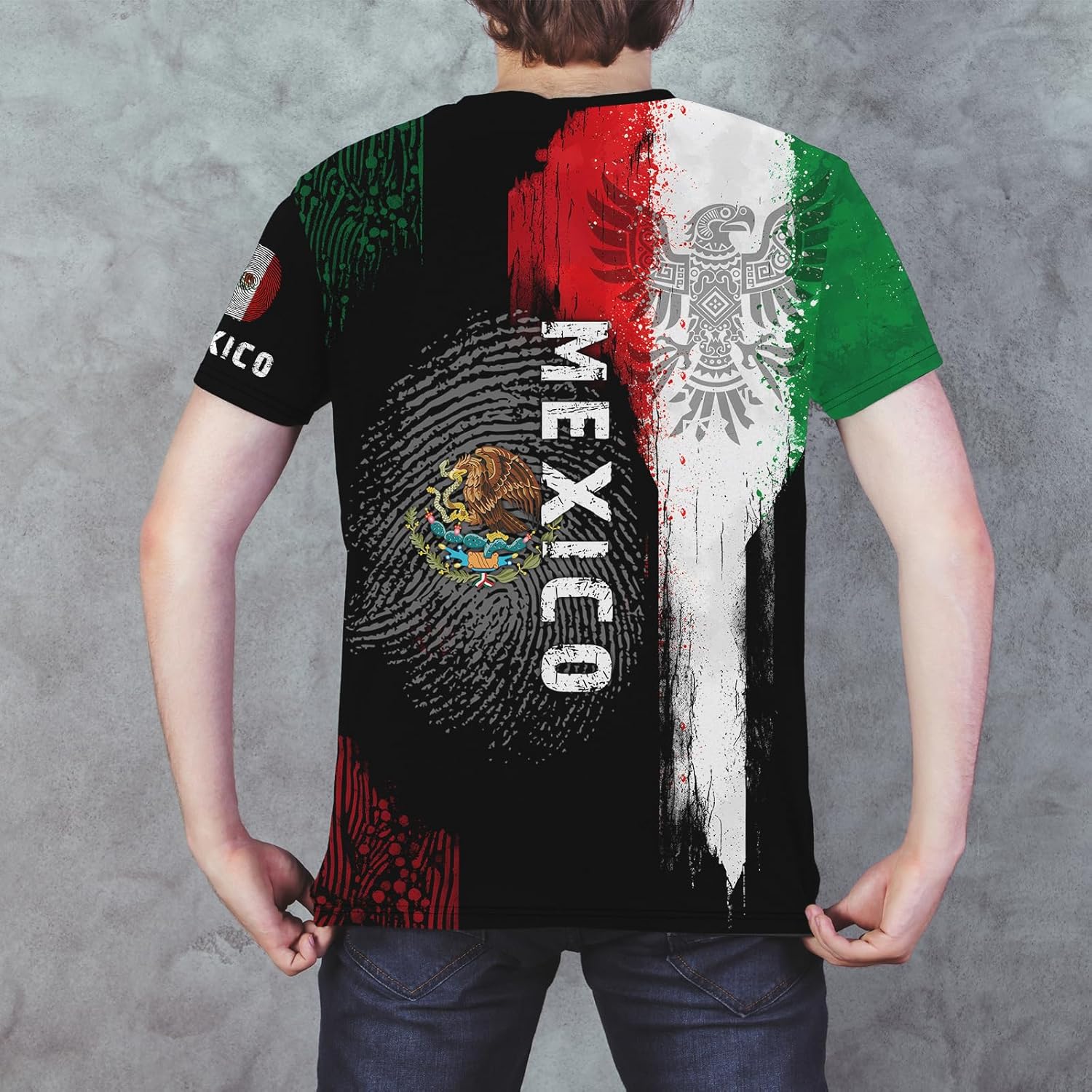 Mexico T-Shirt Mexican Flag Shirt Unisex Round Neck Short Sleeve 3D T-Shirt Top - Image 4