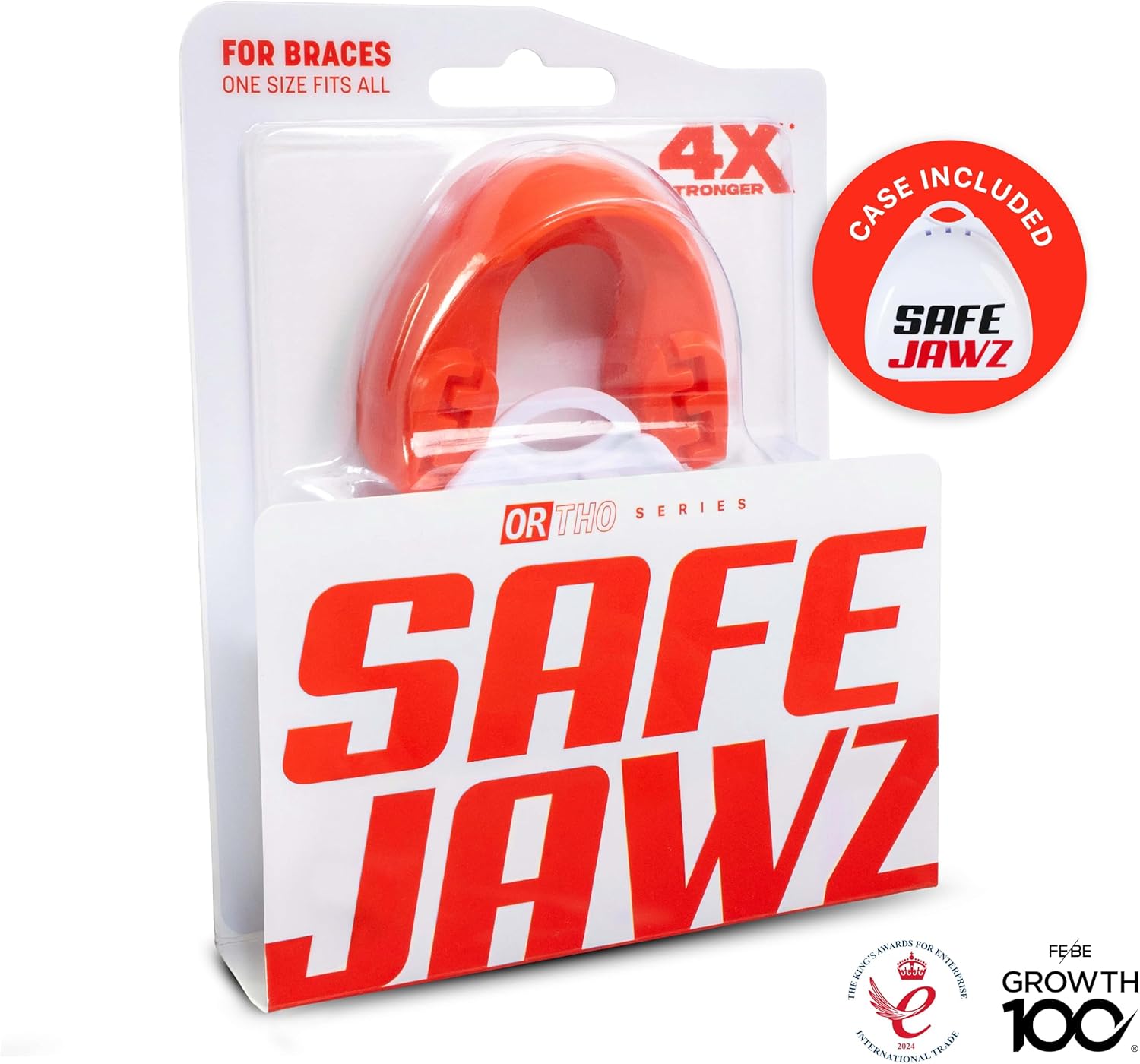 SAFEJAWZ Mouthguard for Braces, Upper & Lower Protection Remoldable Mouth Guard with Case for Boxing, Basketball, Football, MMA, Lacrosse, Hockey and All Contact Sports One Size (Red) - Image 6
