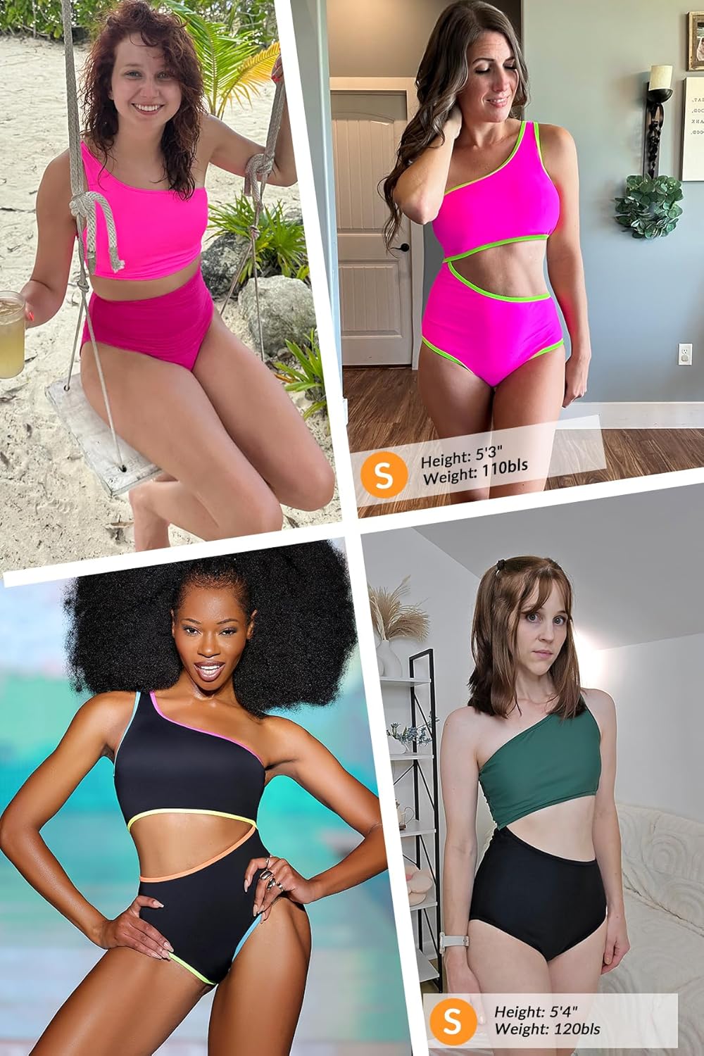 Women's One Piece Swimsuit- One Shoulder Bathing Suit Cutout Tummy Control Swimwear - Image 5