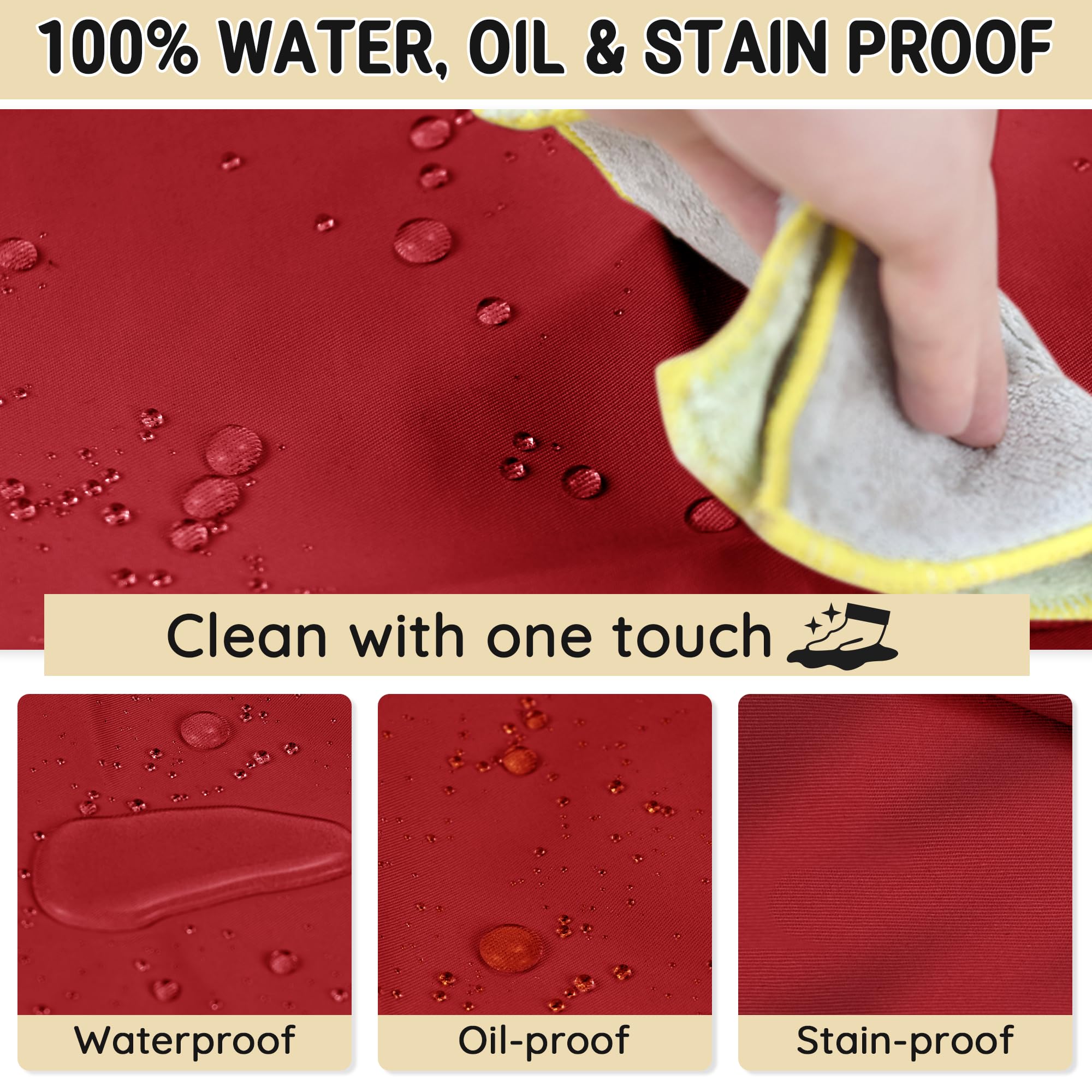 FunChaos Chef Apron for Men and Women Wash Free Bib Apron with 2 Pockets Water & Oil Proof Adjustable Aprons Professional for Cooking Kitchen Gardening Painting BBQ Red - Image 2