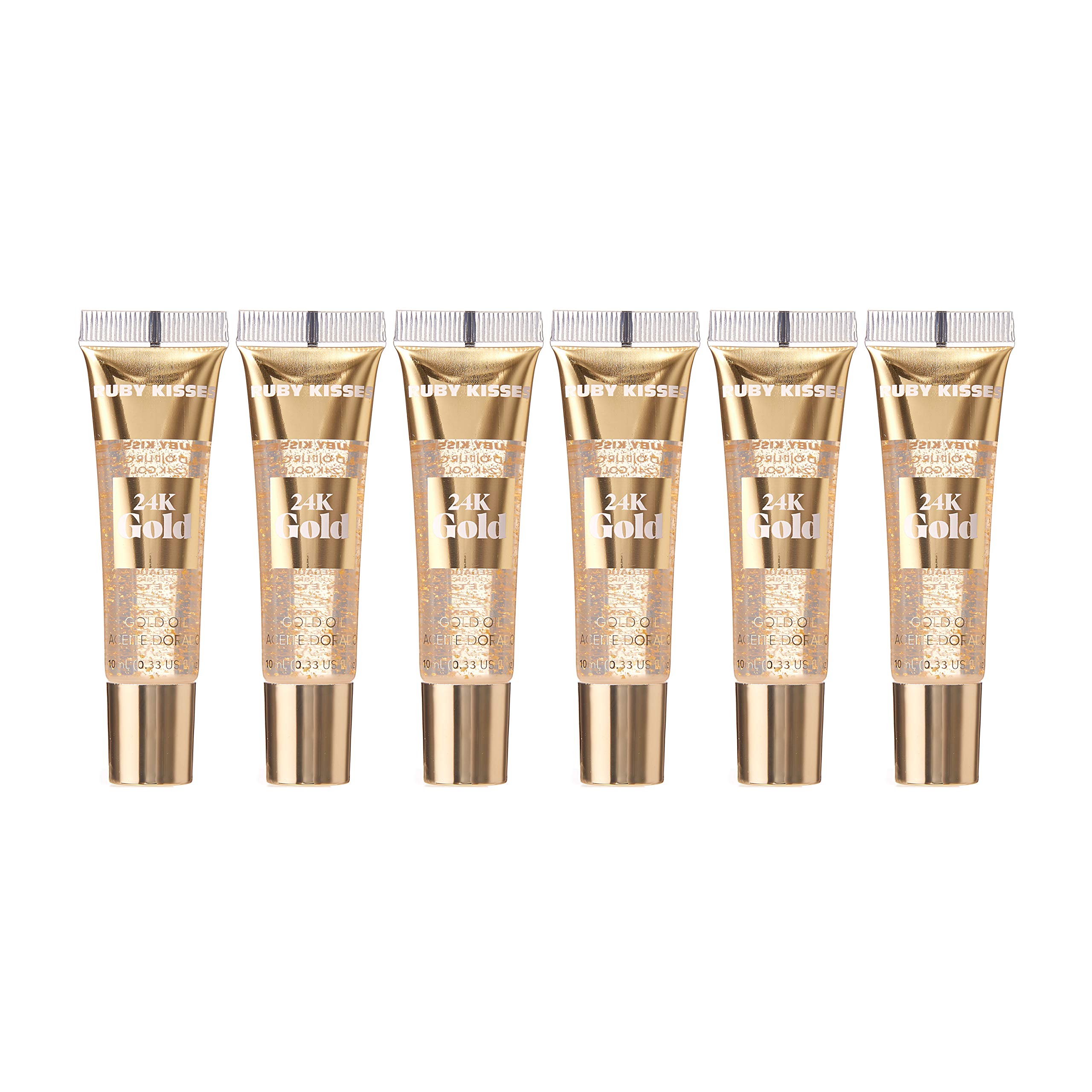 Ruby Kisses 24K Gold Oil Lip Gloss (6 Count, Gold)