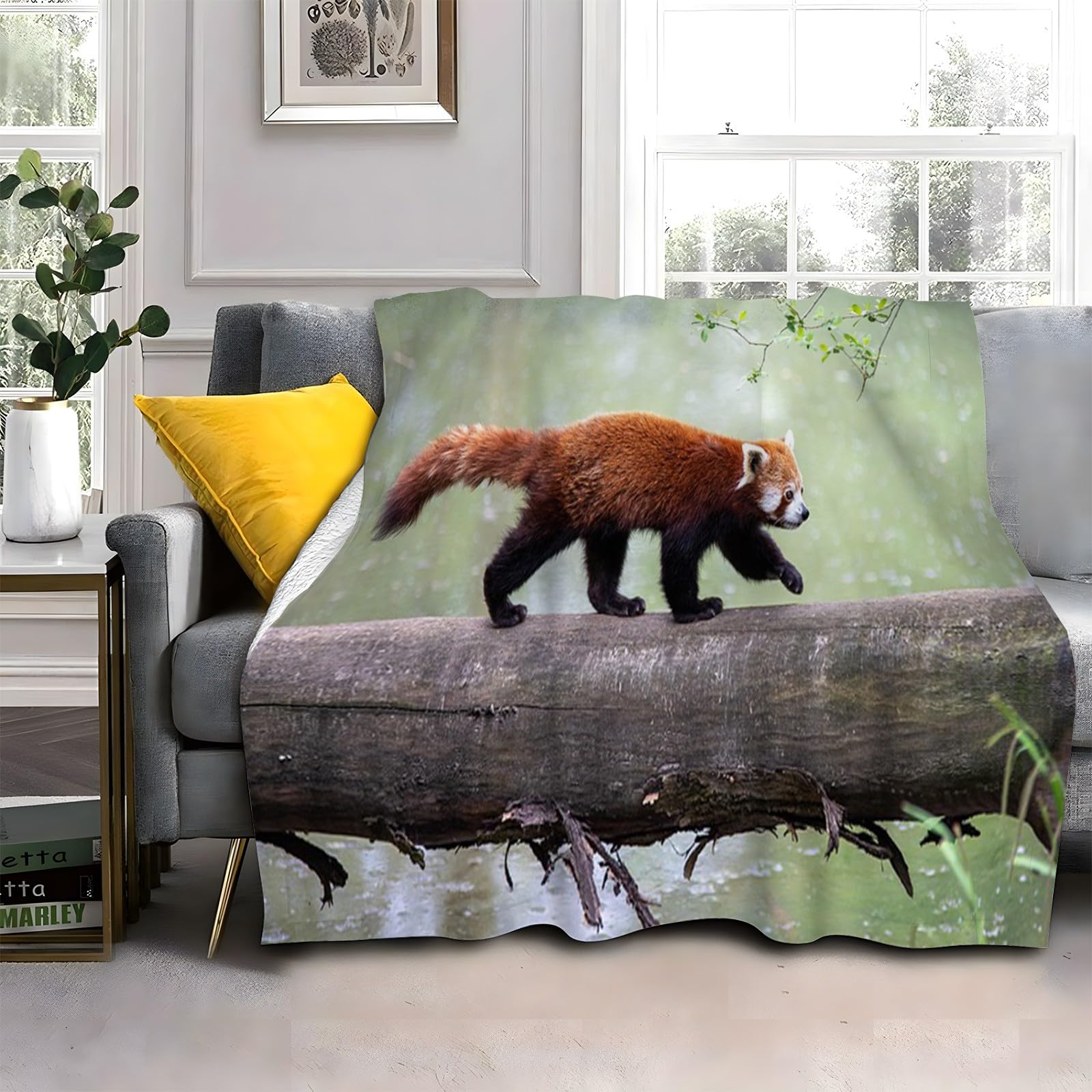 Red Panda Blanket, Plants Throw Blanket, Thick Warm Fuzzy Washable Flannel Blanket for Sofa, Chair, Car, Lap, Pets, excellent gift (30"x40")