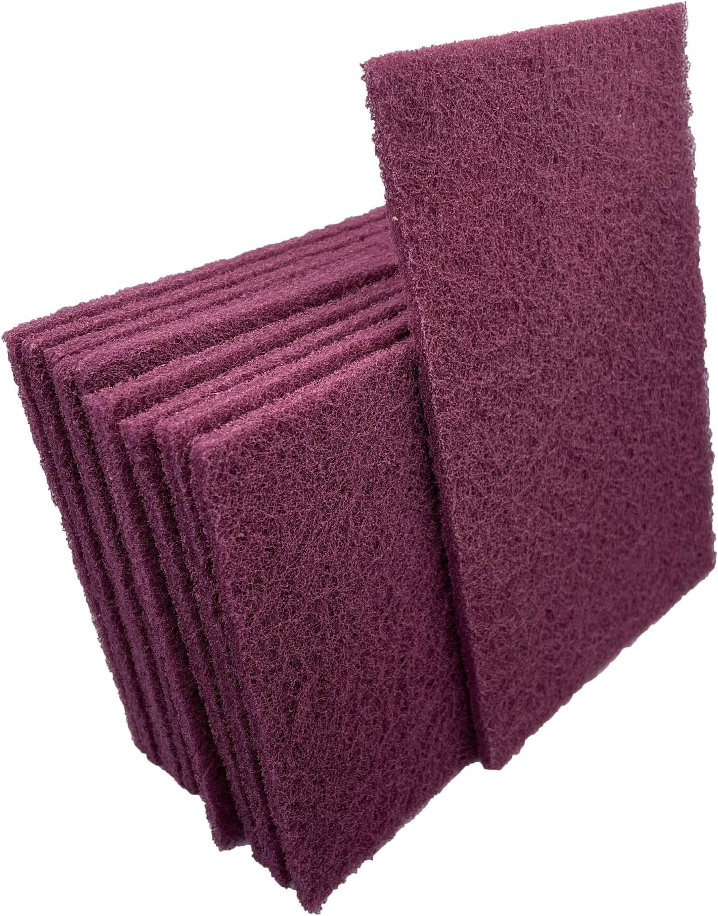 VSM 10-Pack: 6" x 9", Maroon - Very FIne, Non-Woven Hand Pad, Aluminum Oxide Grains, Rust and Oxidation Resistant, Multipurpose Abrasive Scrub Pad for Finishing and Cleaning