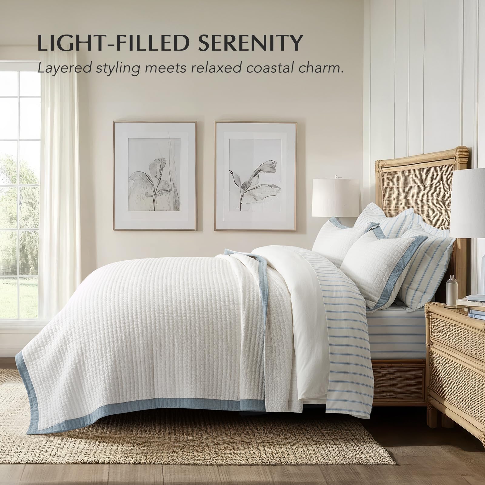 Snapklik.com : EVERGRACE Cotton Border Frame Tack-Stitch Quilt Bedding ...