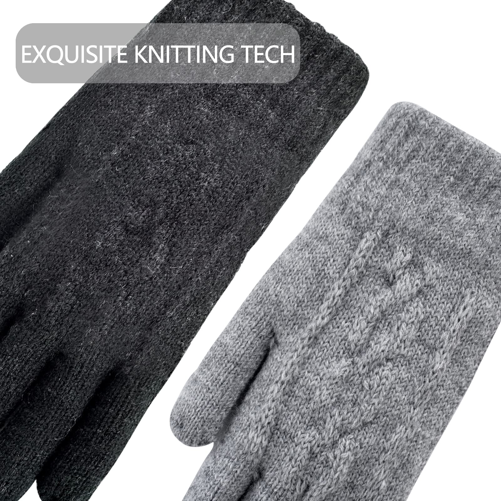 2 pares de guantes de punto de invierno para niños y niñas, guantes térmicos cálidos de punto trenzado de 2-6-10-14 años, guantes de lana con forro polar