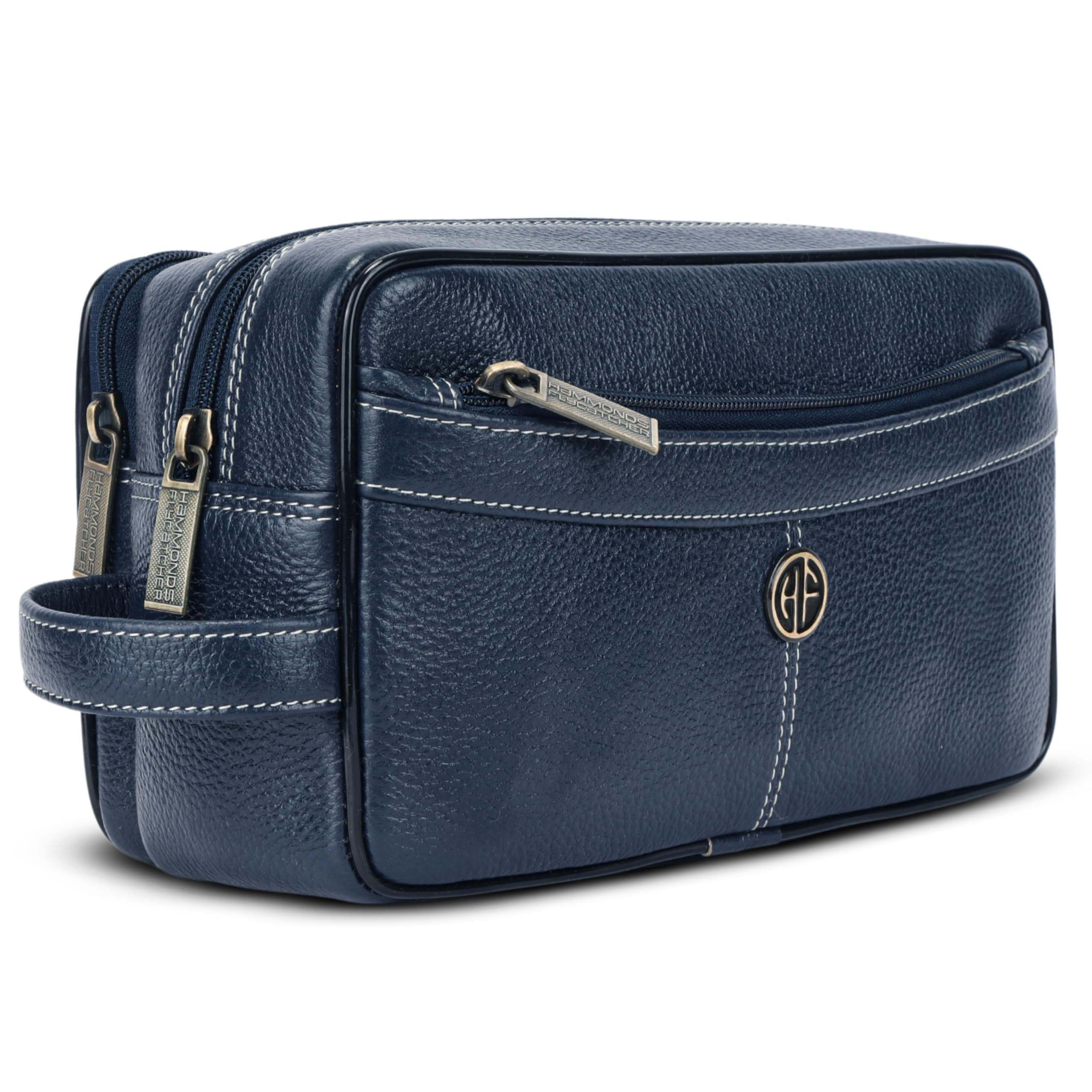 Hammonds Flycatcher Genuine Leather Toiletry Bag for Men and Women Cosmetic Organizer Bag, Travel Organizer Pouch, Toiletry Pouch for Men with Multiple Pockets, Shaving Kit Bag for Men - Blue