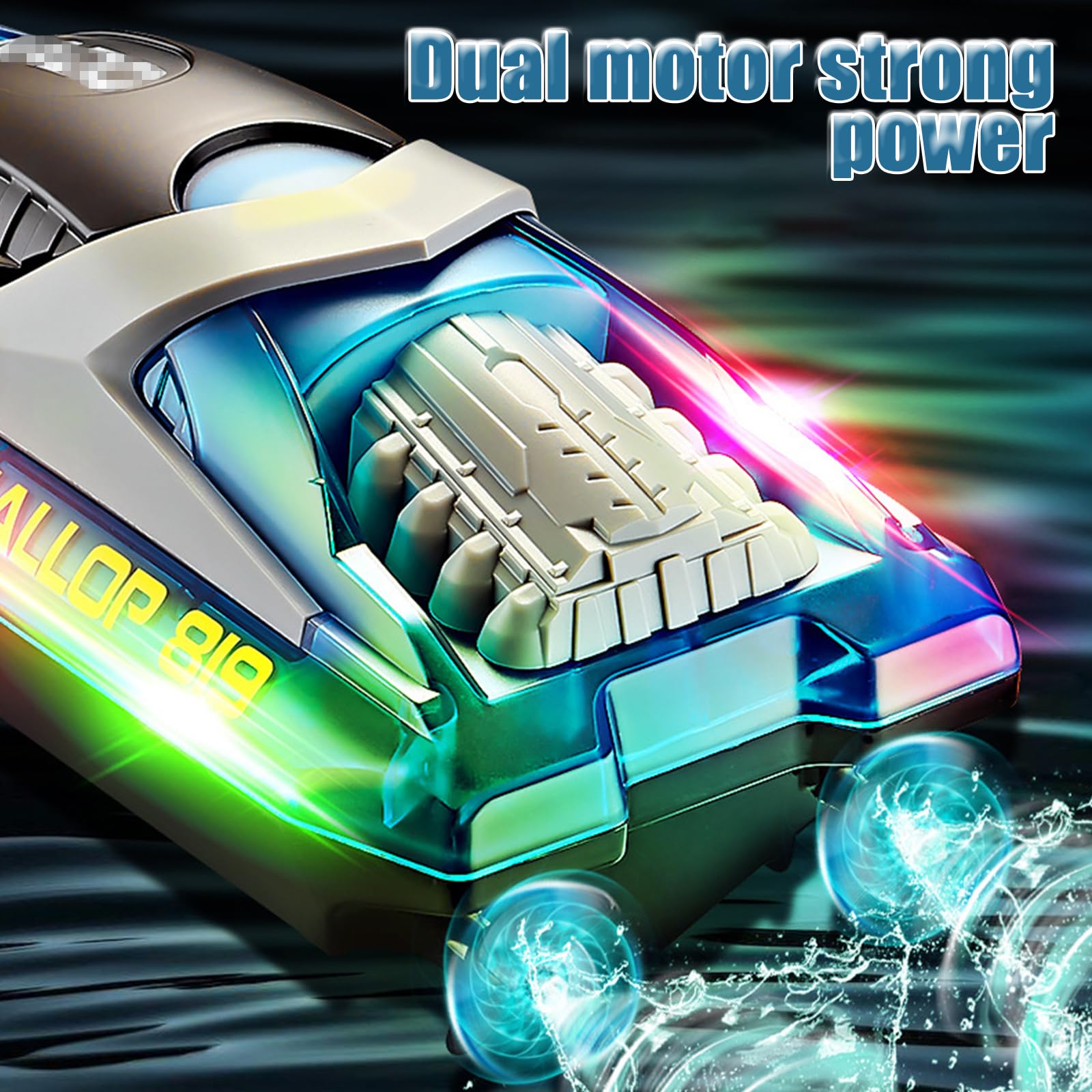Barco Teledirigido, Barcos de Carreras de 2,4 GHz para Piscinas y Lagos, Barco RC con Luces LED y Alarma de Batería Baja, Barco de Control Remoto para Niños y Adultos (Verde)