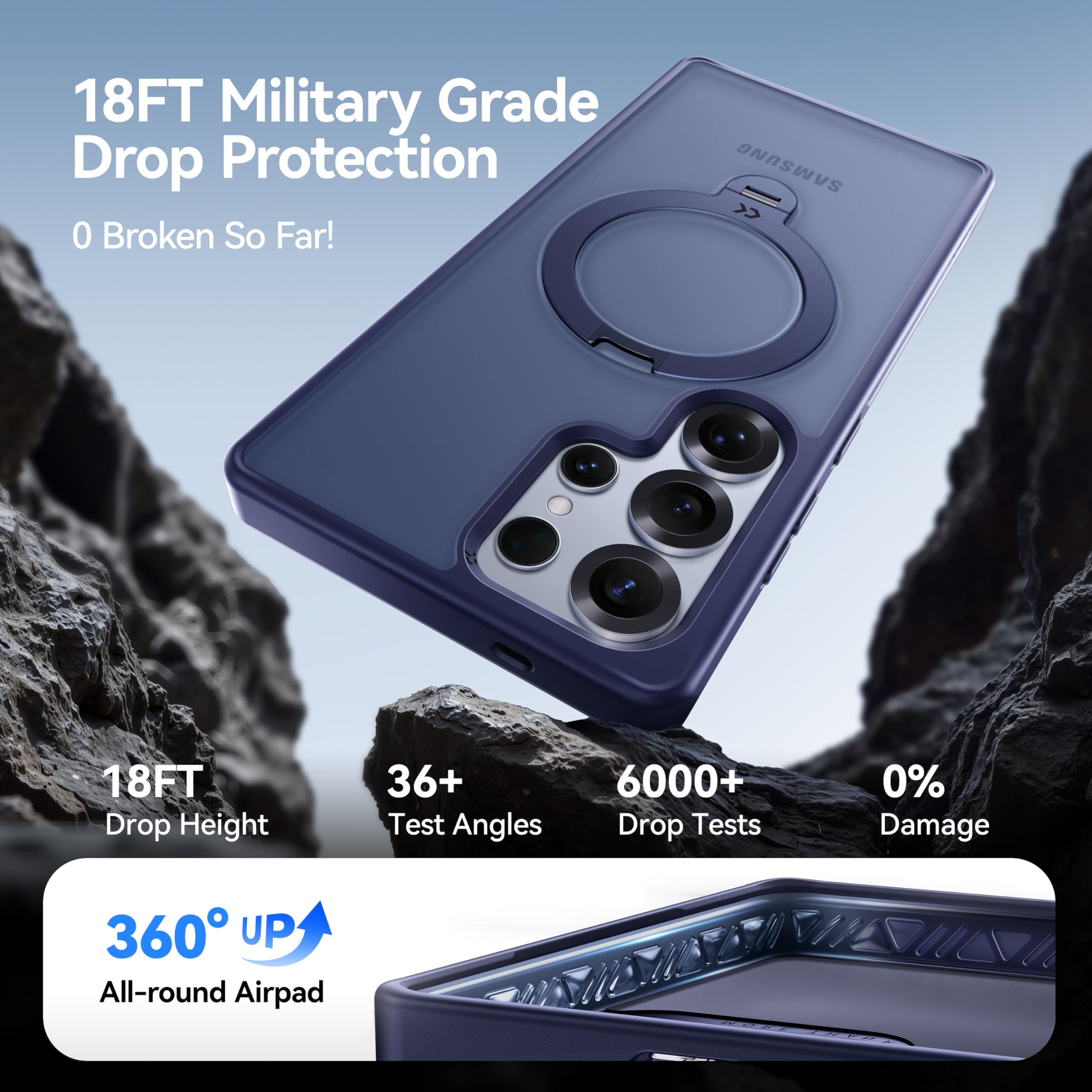 BaHaHoues For Samsung Galaxy S25 Ultra Case With Built In Kickstand, Shockproof/DropProof Military Grade Protective Cover For Galaxy S25 Ultra (Red/Black - View #7