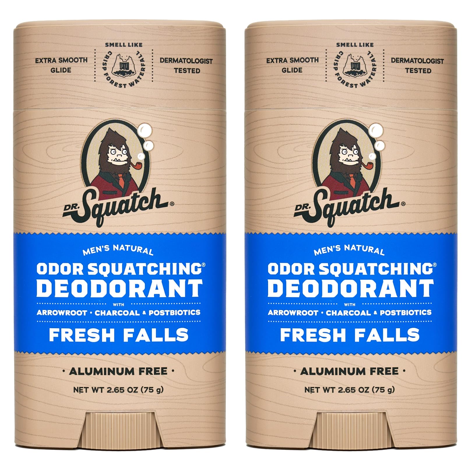 Natural Deodorant for Men 2 Pack Fresh Falls – Odor-Squatching Men's Deodorant Aluminum Free (2.65 oz, 2 Pack)