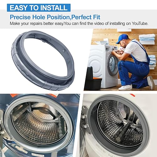 Miniatura 5 de Sello de puerta de lavadora DC97-16140P mejorado compatible con piezas de repuesto de sello de arandela Samsung, DC97-19755A funda de puerta de