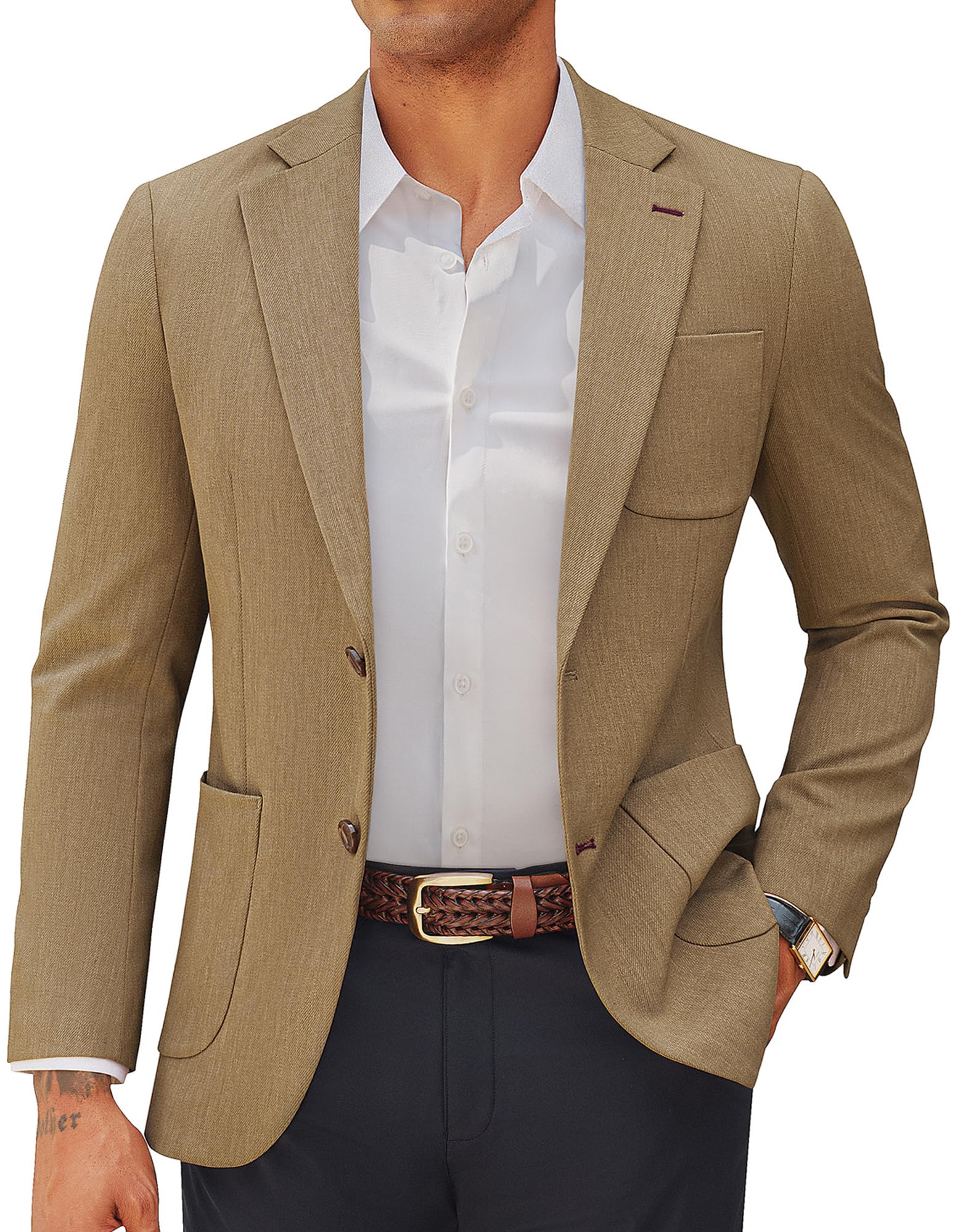 PJ PAUL JONES Mens Blazer Casual Two Button Sport Coats Notched Lapel Solid Suit Jackets