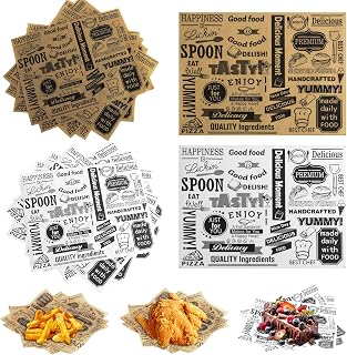 LOTMER 300 PCS Deli Paper Sheets, 8 x 10 Inch Greaseproof Deli Wrapping Sheets Basket Liners Food Picnic Paper Sheets for Party, BBQ, Restaurant, Festival
