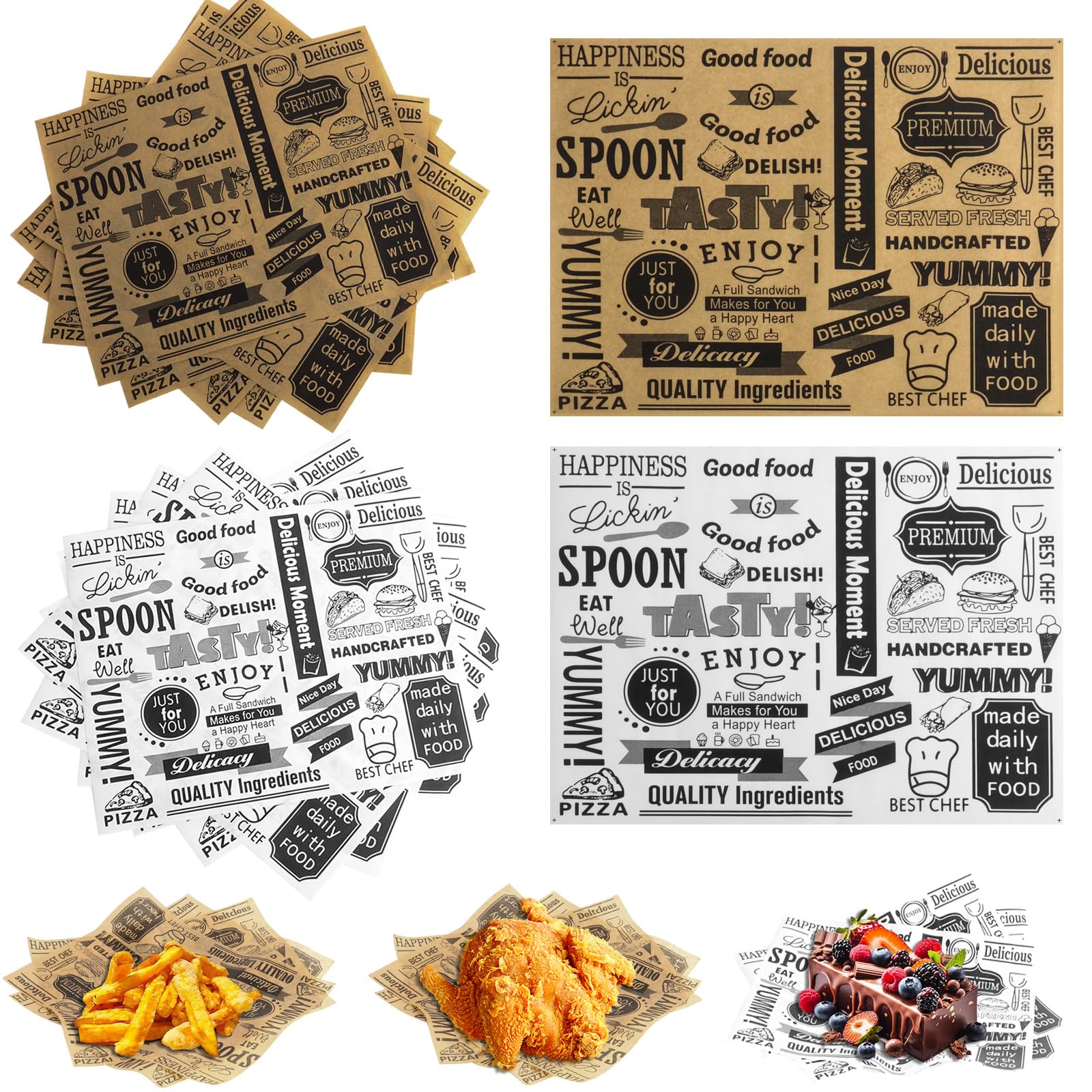 LOTMER 300 hojas de papel delicatessen, papel mantequilla de 8 x 10 pulgadas, a prueba de grasa, para cestas de alimentos, picnic, fiestas, barbacoas, restaurantes, festivales