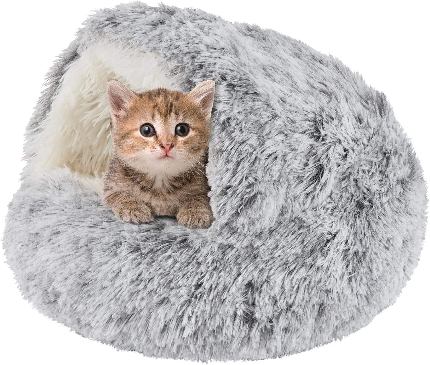 Lucario Puppy Bed for Small Dogs Calming Dog Bed with Blanket Attached, Anti Anxiety Donut Dog Bed, Round Dog Beds Washable, Anti-Slip Bottom, Grey (B0CJXTP2D6) Amazon Price History, Amazon Price Tracker