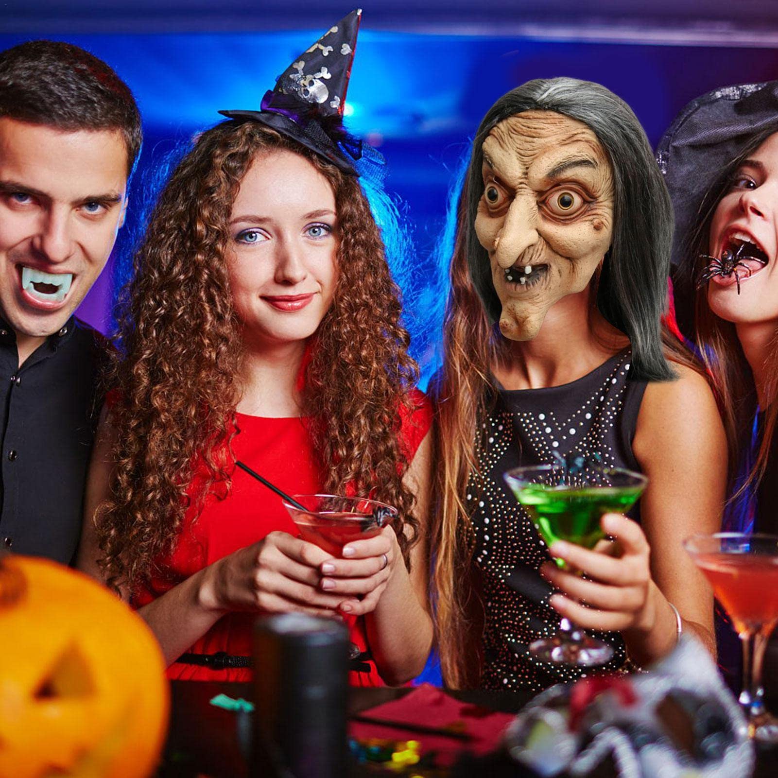 5 bruja Halloween | Cubierta facial bruja espeluznante para mujer vieja | Accesorios para disfraces Halloween para disfraces fiesta | vieja | Accesorios para disfraces Halloween para disfraces