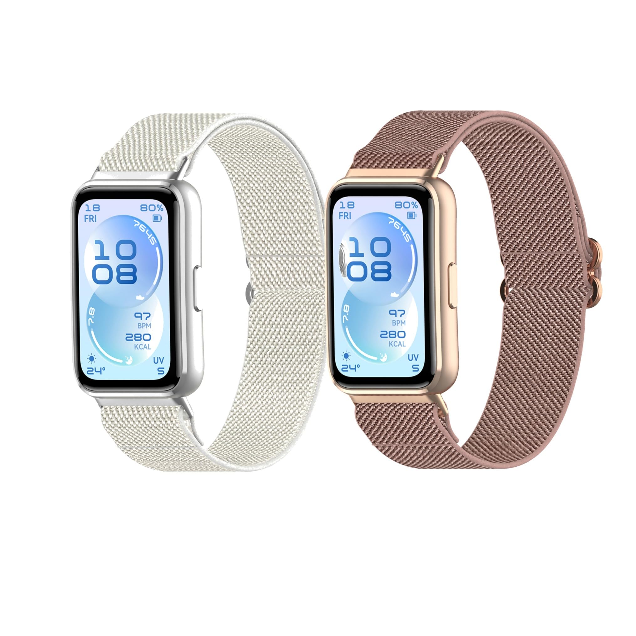 Elastic Nylon Straps Compatible with Huawei Band 11 / Band 11 Pro, 2PCS Adjustable Stretchy Nylon Replacement Straps Wristbands for Women Men